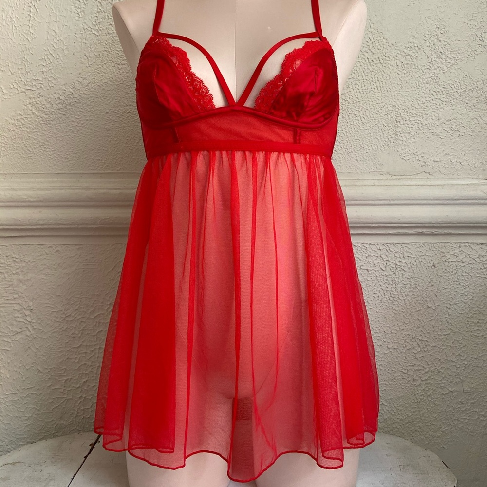Victoria’s Secret Red Bralette with sheer